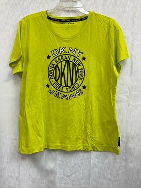 DKNY Jeans women Neon Yellow Logo T-Shirt